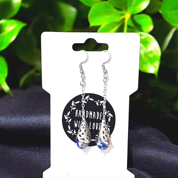 Handcrafted Himalayan K2 Granite Dangle Earrings - Picture 3 of 4